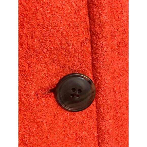 Lands End Jacket Orange Boiled Wool Rayon Blend Three Button Womens 14 Lined - Picture 5 of 9